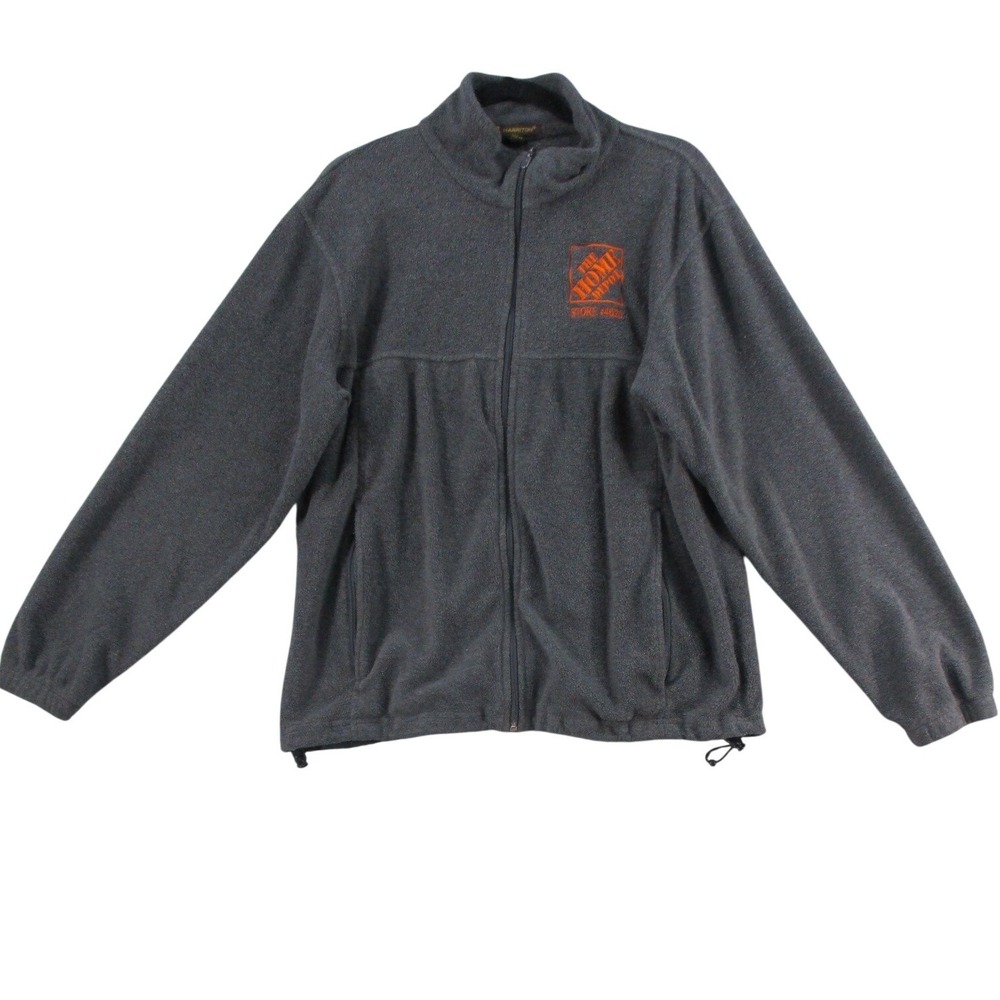 Harriton Home Depot Fleece Jacket Mens Medium Gray Full Zip M990 Workwear